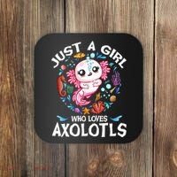 Just a Girl Who Loves Axolotls Cute Axolotl  Coaster thumb 0