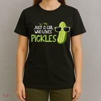 Just A Girl Who Loves Pickles Cuts Pickles Cooking Birthday T-Shirt thumb 4