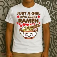 Just A Girl Who Loves Ramen Cute Kawaii Asian Noodles Lover T-Shirt thumb 3