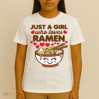Just A Girl Who Loves Ramen Cute Kawaii Asian Noodles Lover T-Shirt thumb 4