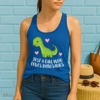 Just A Girl Who Loves Dinosaurs Cute Dinosaurs Girl Great Gift Women's Tank Top thumb 2