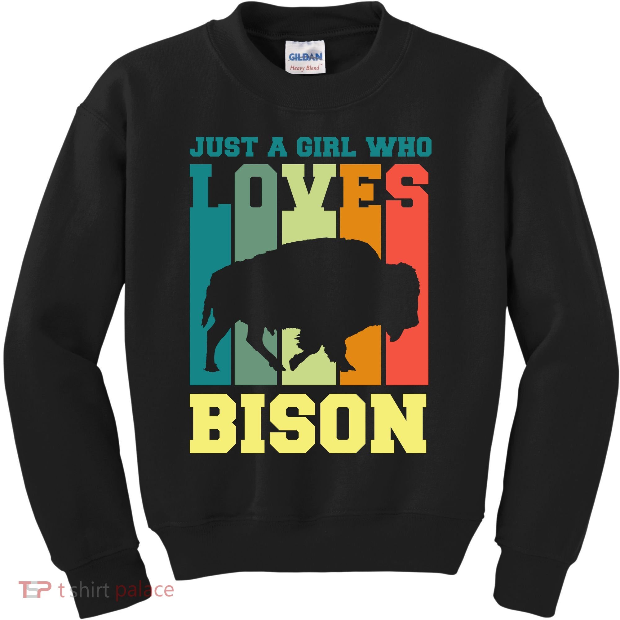 Just A Girl Who Loves Bison Kids Sweatshirt