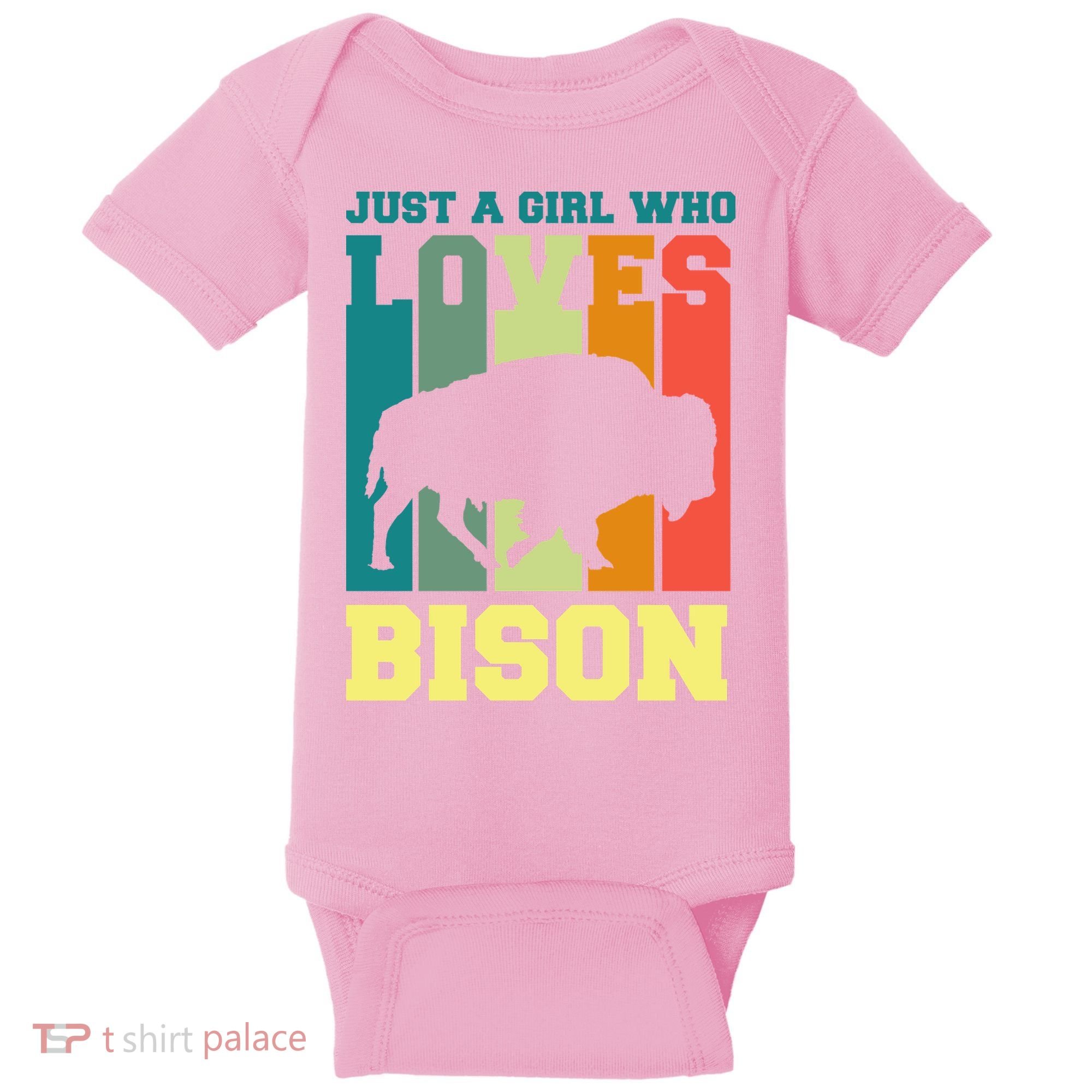 Just A Girl Who Loves Bison Baby Bodysuit