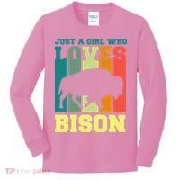 Just A Girl Who Loves Bison Kids Long Sleeve Shirt thumb 0