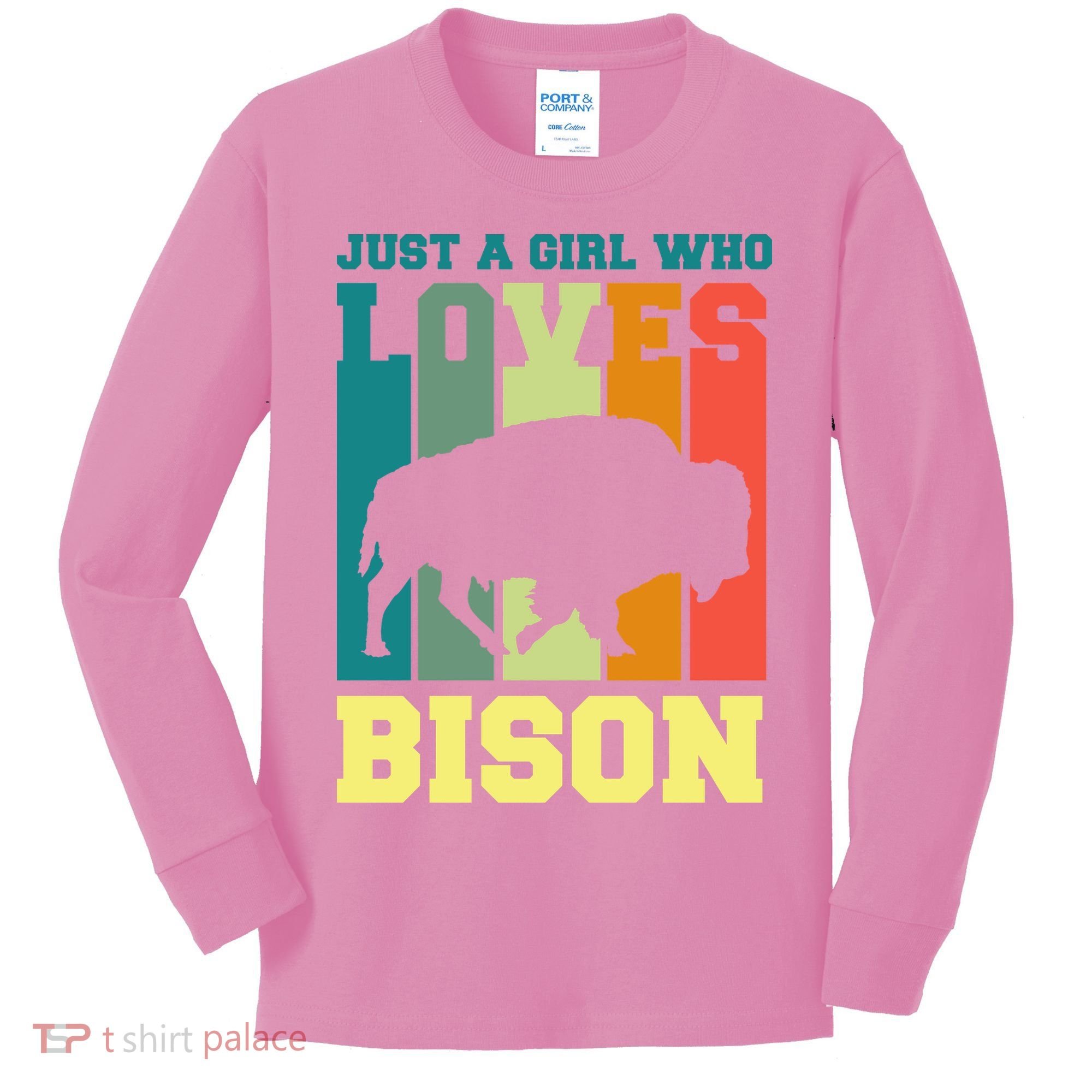 Just A Girl Who Loves Bison Kids Long Sleeve Shirt