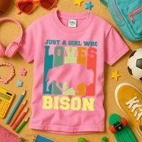 Just A Girl Who Loves Bison Kids T-Shirt thumb 3