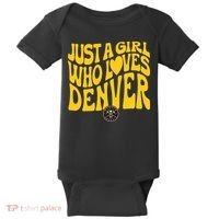 Just A Girl Who Loves D.E.N.V.E.R Nuggets Wavy Baby Bodysuit thumb 0
