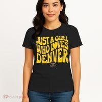 Just A Girl Who Loves D.E.N.V.E.R Nuggets Wavy Women's T-Shirt thumb 4