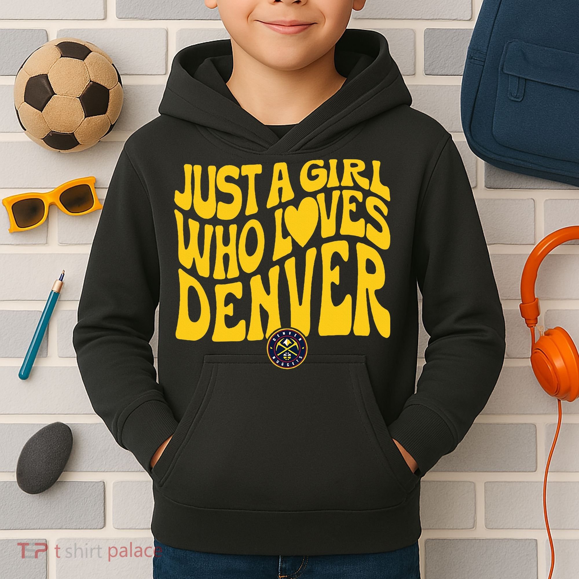 Just A Girl Who Loves D.E.N.V.E.R Nuggets Wavy Kids Hoodie