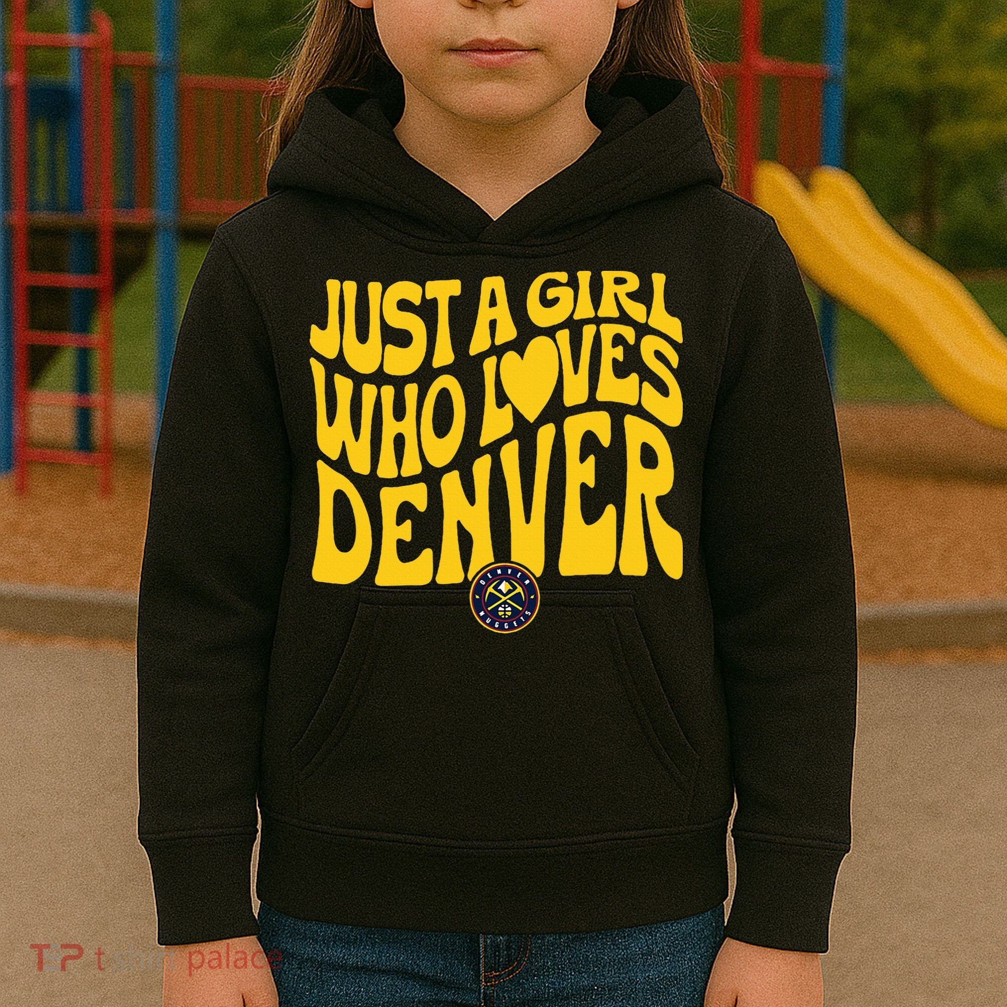 Just A Girl Who Loves D.E.N.V.E.R Nuggets Wavy Kids Hoodie