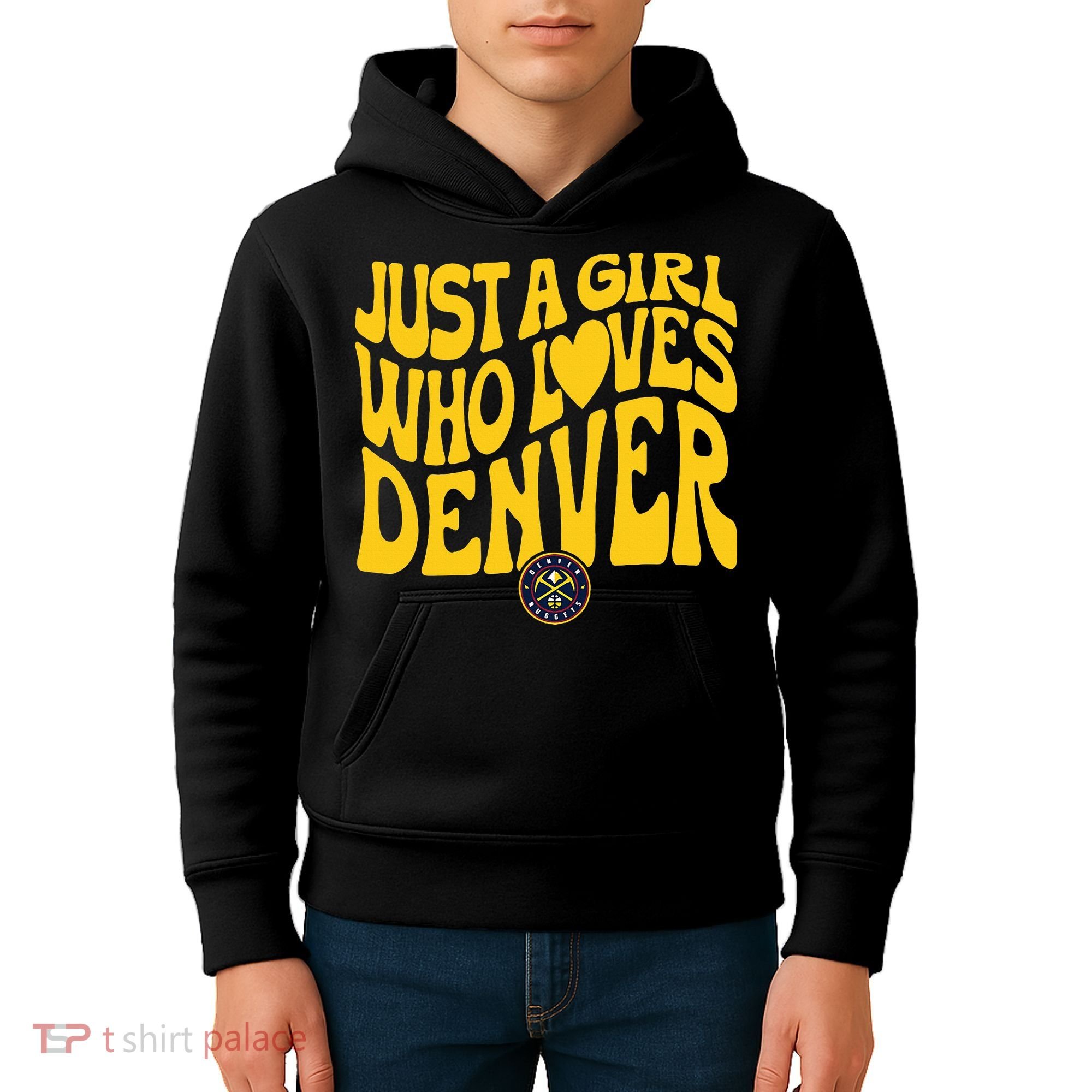 Just A Girl Who Loves D.E.N.V.E.R Nuggets Wavy Kids Hoodie