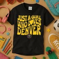 Just A Girl Who Loves D.E.N.V.E.R Nuggets Wavy Kids T-Shirt thumb 3