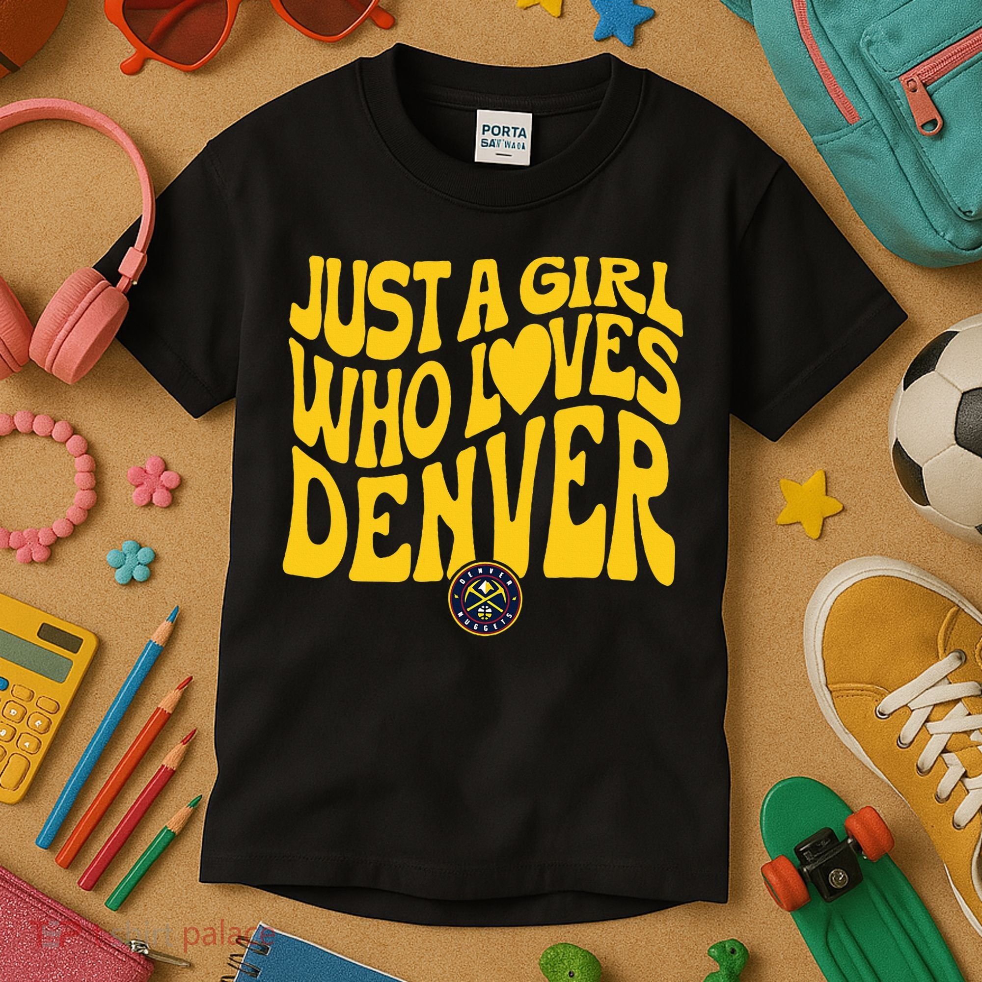 Just A Girl Who Loves D.E.N.V.E.R Nuggets Wavy Kids T-Shirt