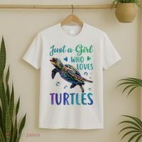 Just A Girl Who Loves Turtles Watercolor Sea Ocean Gift T-Shirt thumb 2