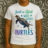 Just A Girl Who Loves Turtles Watercolor Sea Ocean Gift T-Shirt thumb 3