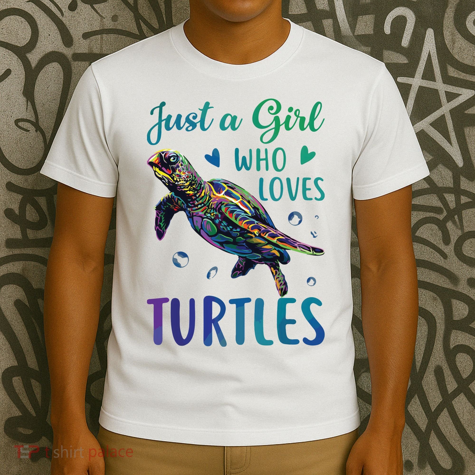 Just A Girl Who Loves Turtles Watercolor Sea Ocean Gift T-Shirt