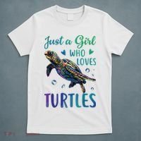 Just A Girl Who Loves Turtles Watercolor Sea Ocean Gift T-Shirt thumb 5