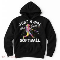 Just A Girl Who Loves Softball Hoodie thumb 0