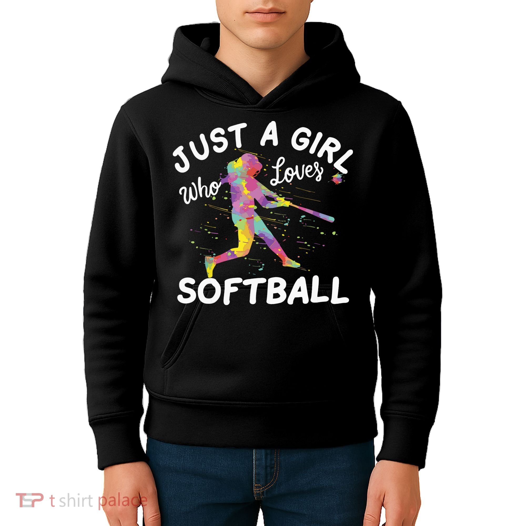 Just A Girl Who Loves Softball Kids Hoodie