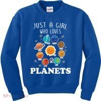 Just A Girl Who Loves Planets And Solar System Space Science Gift Kids Sweatshirt thumb 0