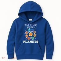 Just A Girl Who Loves Planets And Solar System Space Science Gift Kids Hoodie thumb 0