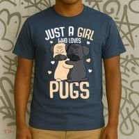 Just A Girl Who Loves Pugs Kids Girl Pug Lover T-Shirt thumb 3