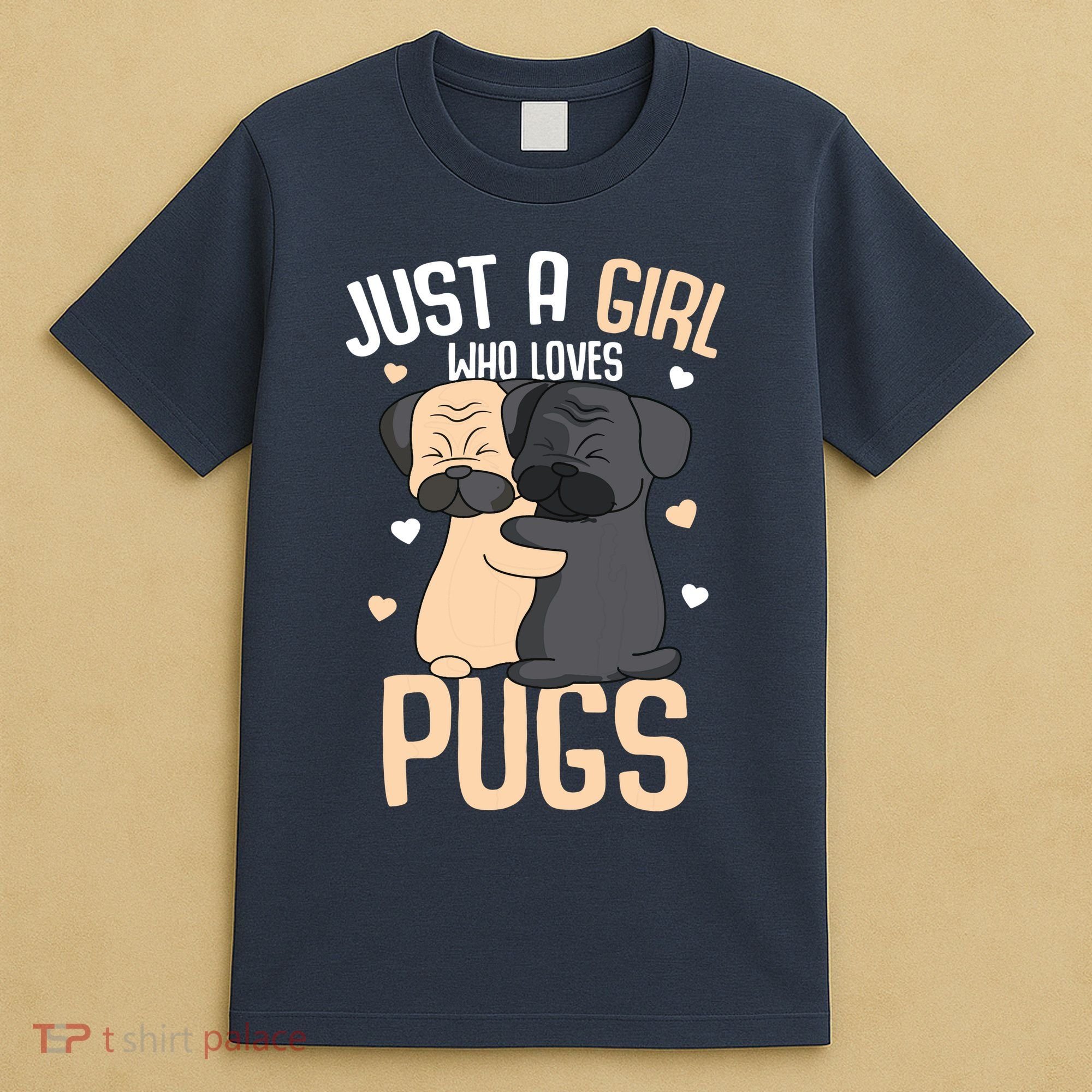Just A Girl Who Loves Pugs Kids Girl Pug Lover T-Shirt