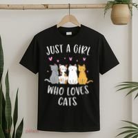 Just A Girl Who Loves Cats Cute Cat Lover T-Shirt thumb 2