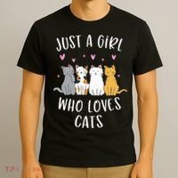 Just A Girl Who Loves Cats Cute Cat Lover T-Shirt thumb 3