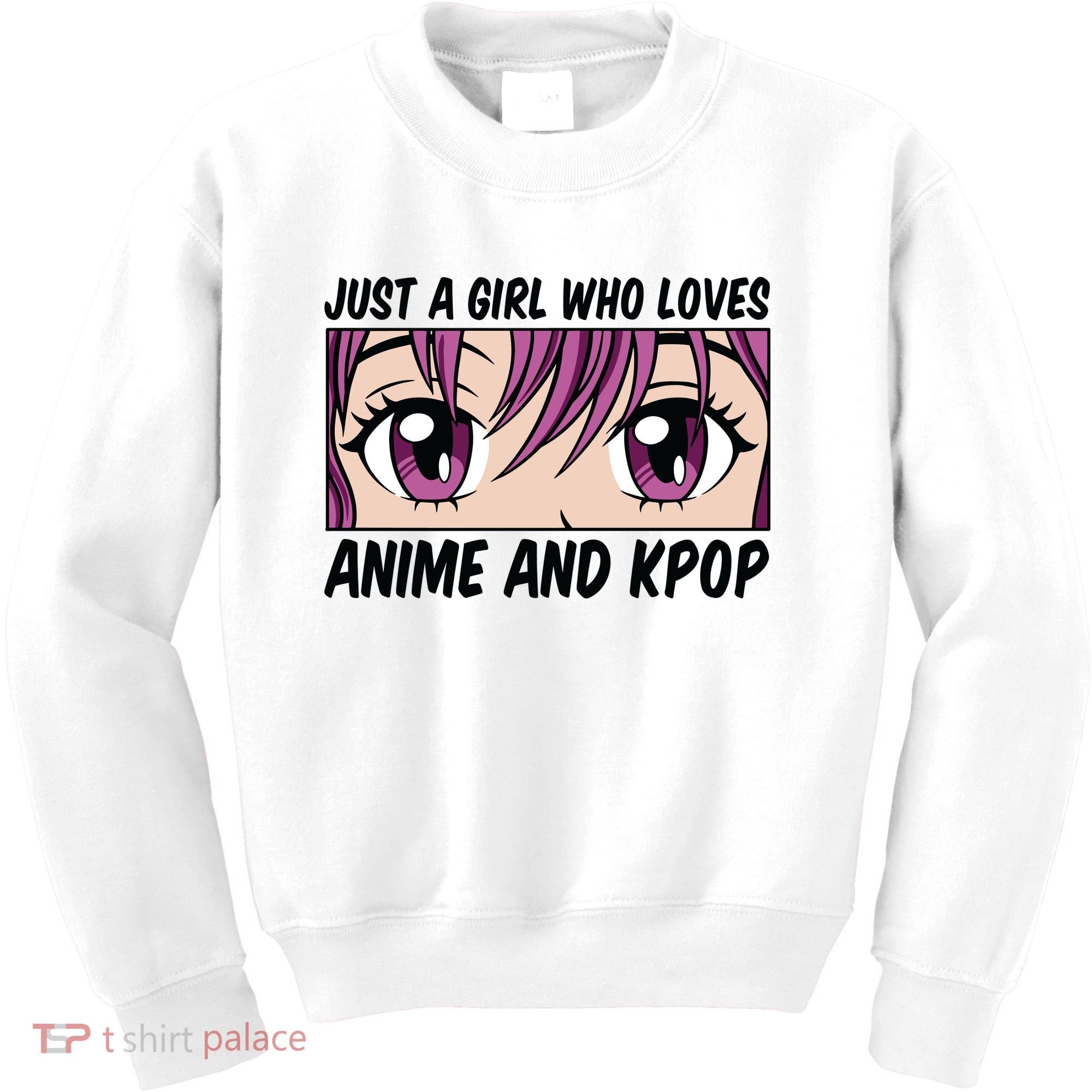 Just A Girl Who Loves Anime And Kpop Kids Sweatshirt