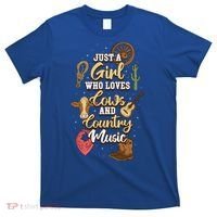 Just A Girl Who Loves Cows And Country Music Gift T-Shirt thumb 0