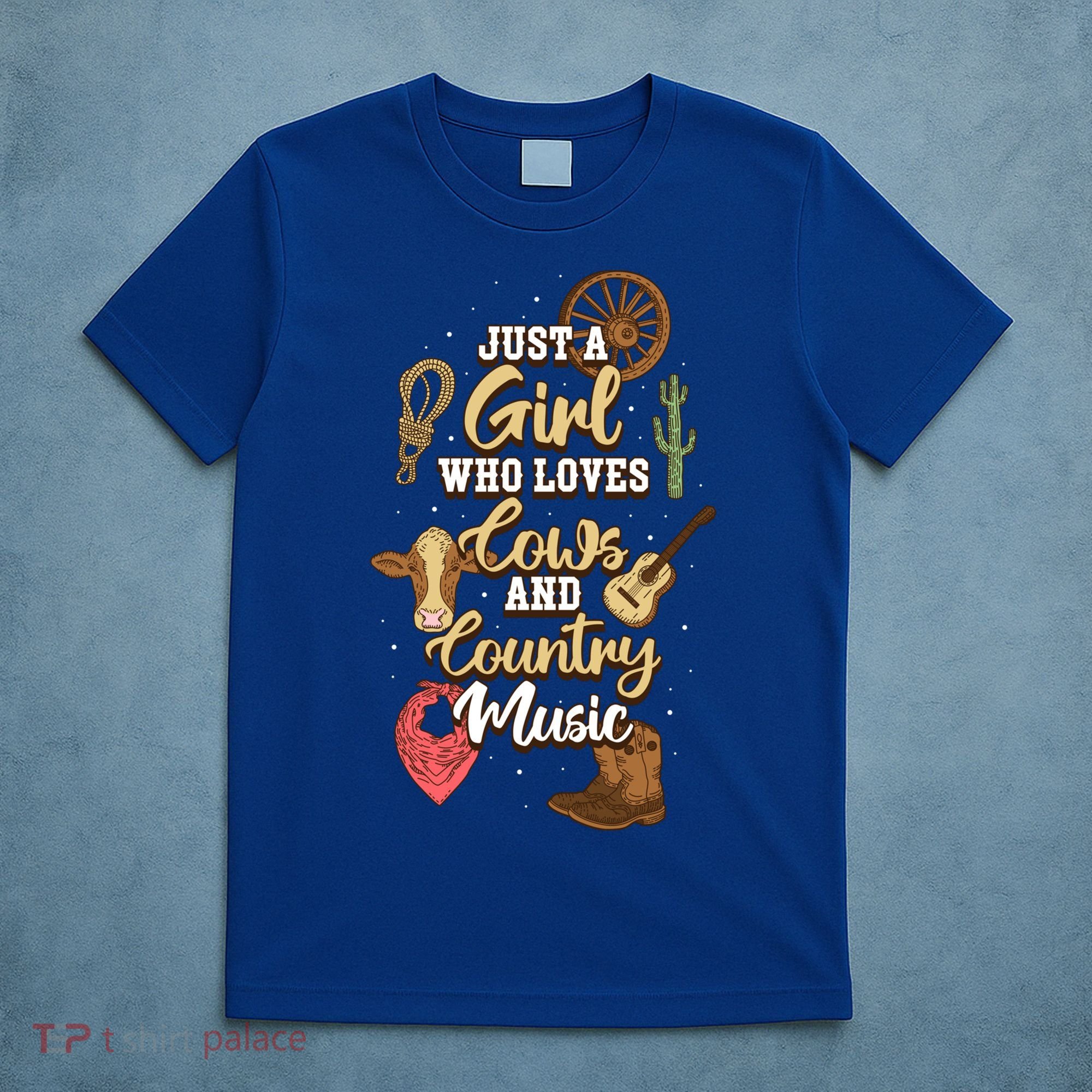 Just A Girl Who Loves Cows And Country Music Gift T-Shirt