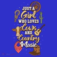 Just A Girl Who Loves Cows And Country Music Gift T-Shirt thumb 7