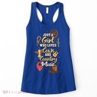 Just A Girl Who Loves Cows And Country Music Gift Women's Tank Top thumb 0