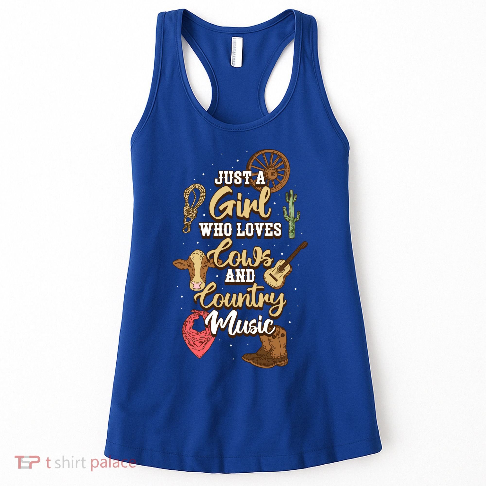 Just A Girl Who Loves Cows And Country Music Gift Women's Tank Top