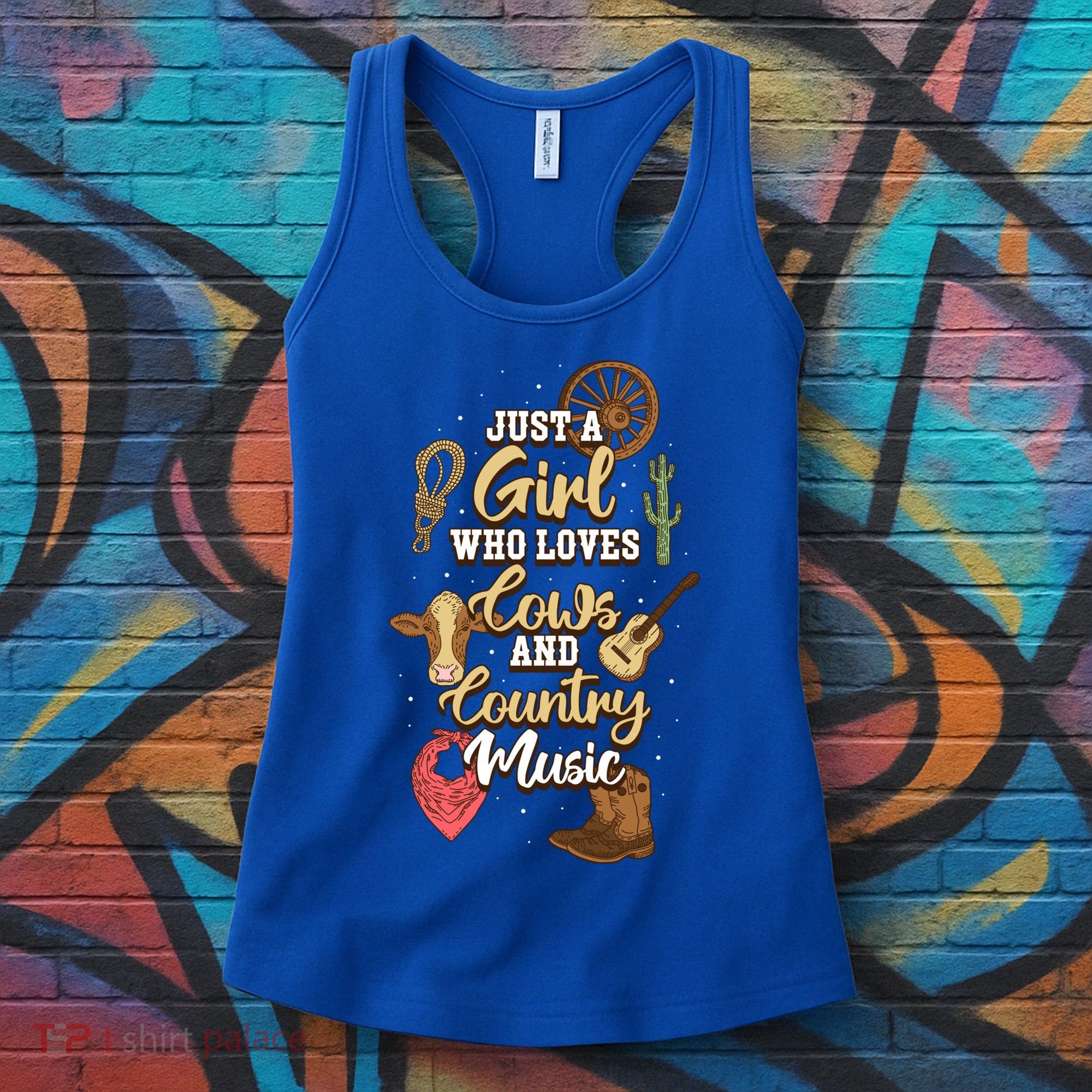 Just A Girl Who Loves Cows And Country Music Gift Women's Tank Top