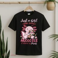 Just A Girl Who Loves Axolotl And Believes In Jesus  T-Shirt thumb 2