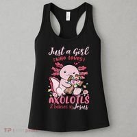 Just A Girl Who Loves Axolotl And Believes In Jesus  Women's Tank Top thumb 3