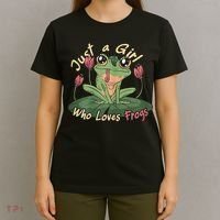 Just A Girl Who Loves FrogS Girl Frog T-Shirt thumb 4