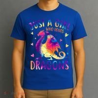 Just A Girl Who Loves Dragons Colorful Tie Dye Gift Girls T-Shirt thumb 3