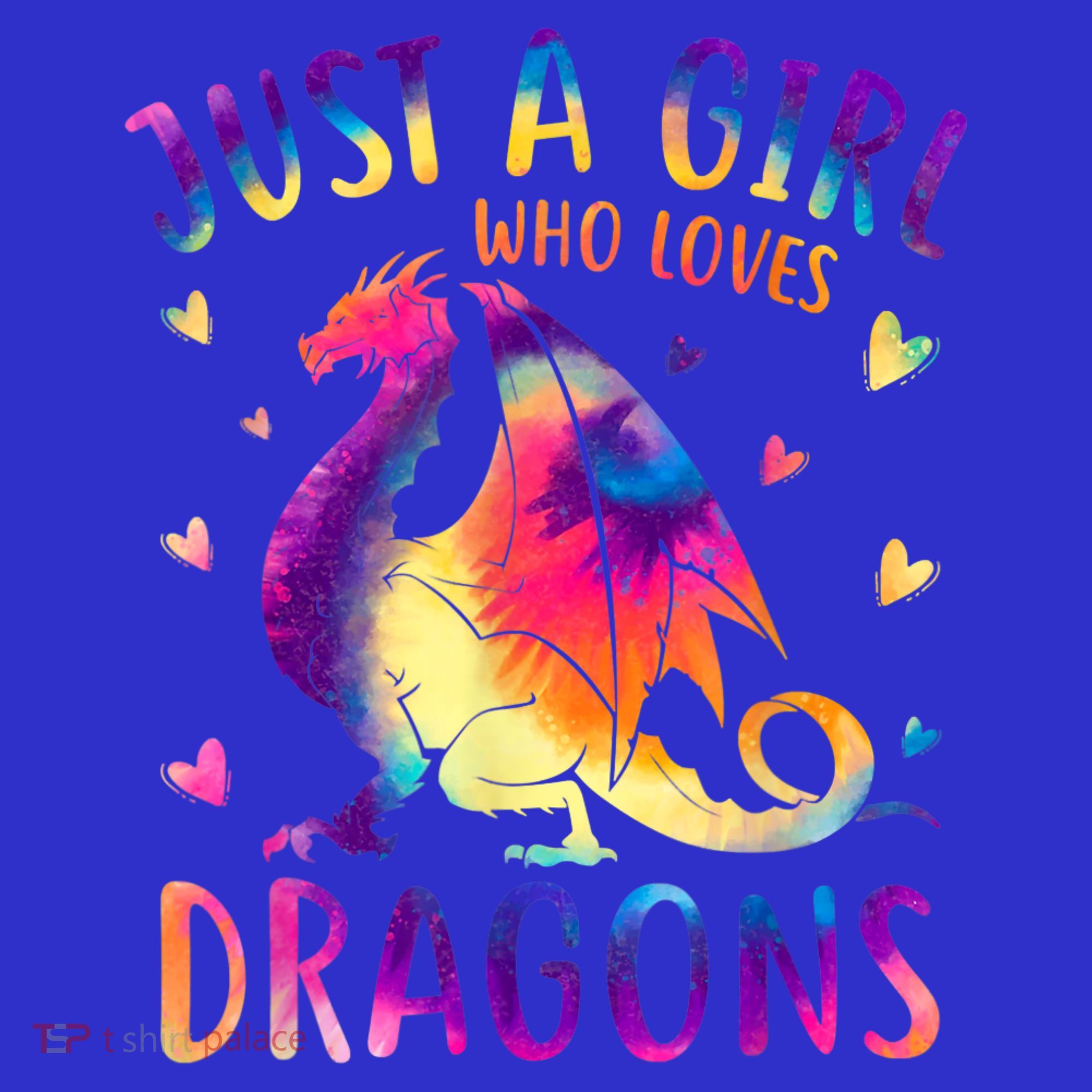 Just A Girl Who Loves Dragons Colorful Tie Dye Gift Girls T-Shirt