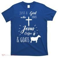 Just A Girl Who Loves Jesus Coffee and Goats Christian  T-Shirt thumb 0