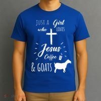 Just A Girl Who Loves Jesus Coffee and Goats Christian  T-Shirt thumb 3