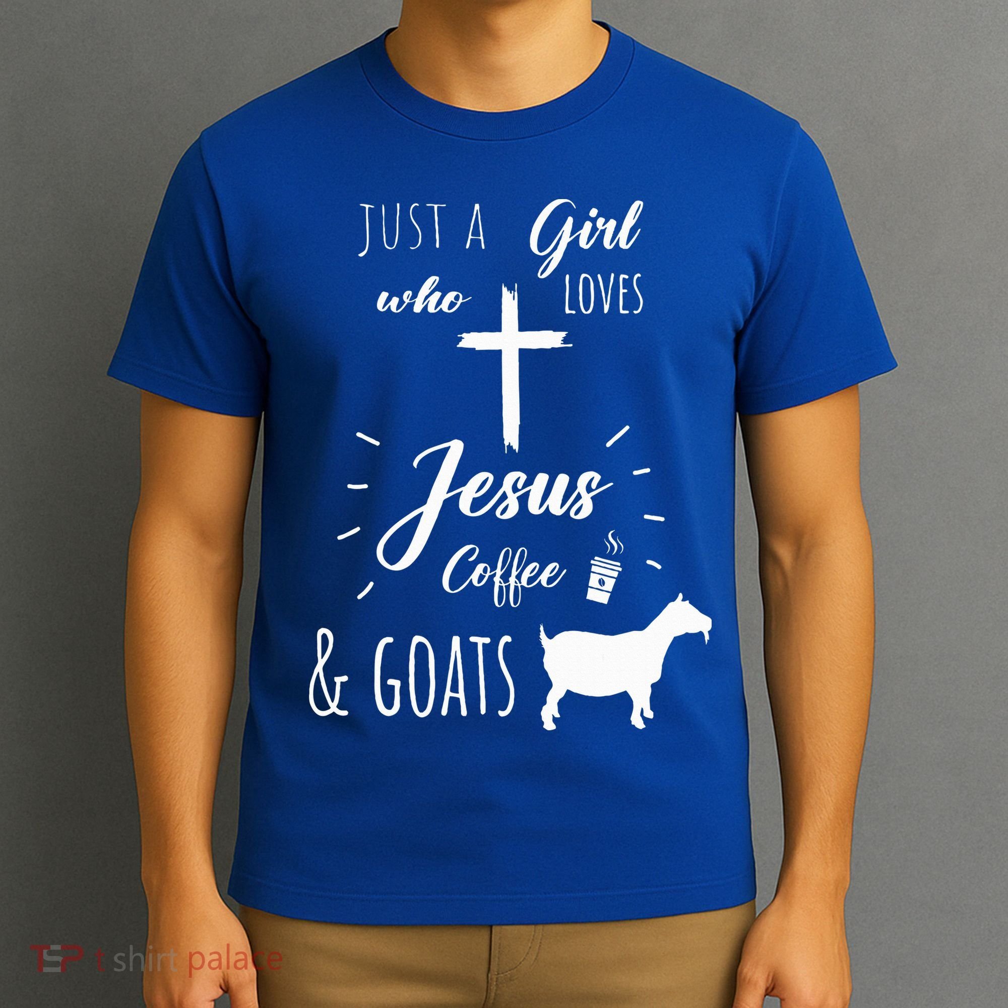 Just A Girl Who Loves Jesus Coffee and Goats Christian  T-Shirt