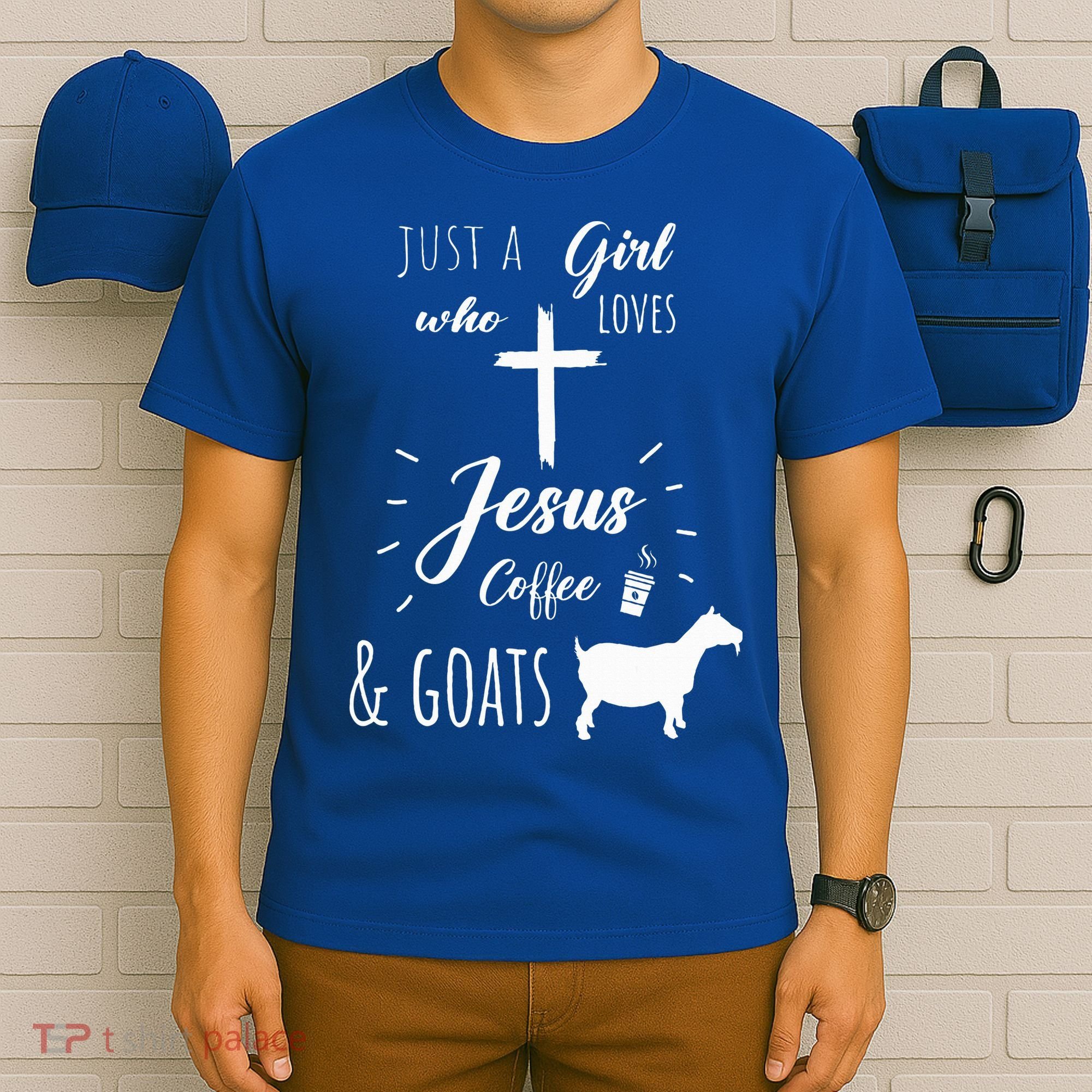 Just A Girl Who Loves Jesus Coffee and Goats Christian  T-Shirt