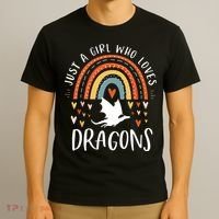 Just A Girl Who Loves Dragons Rainbow Gifts For Dragon Lover T-Shirt thumb 3