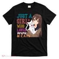 Just A Girl Who Loves Anime And Cats T-Shirt thumb 0