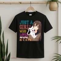 Just A Girl Who Loves Anime And Cats T-Shirt thumb 2