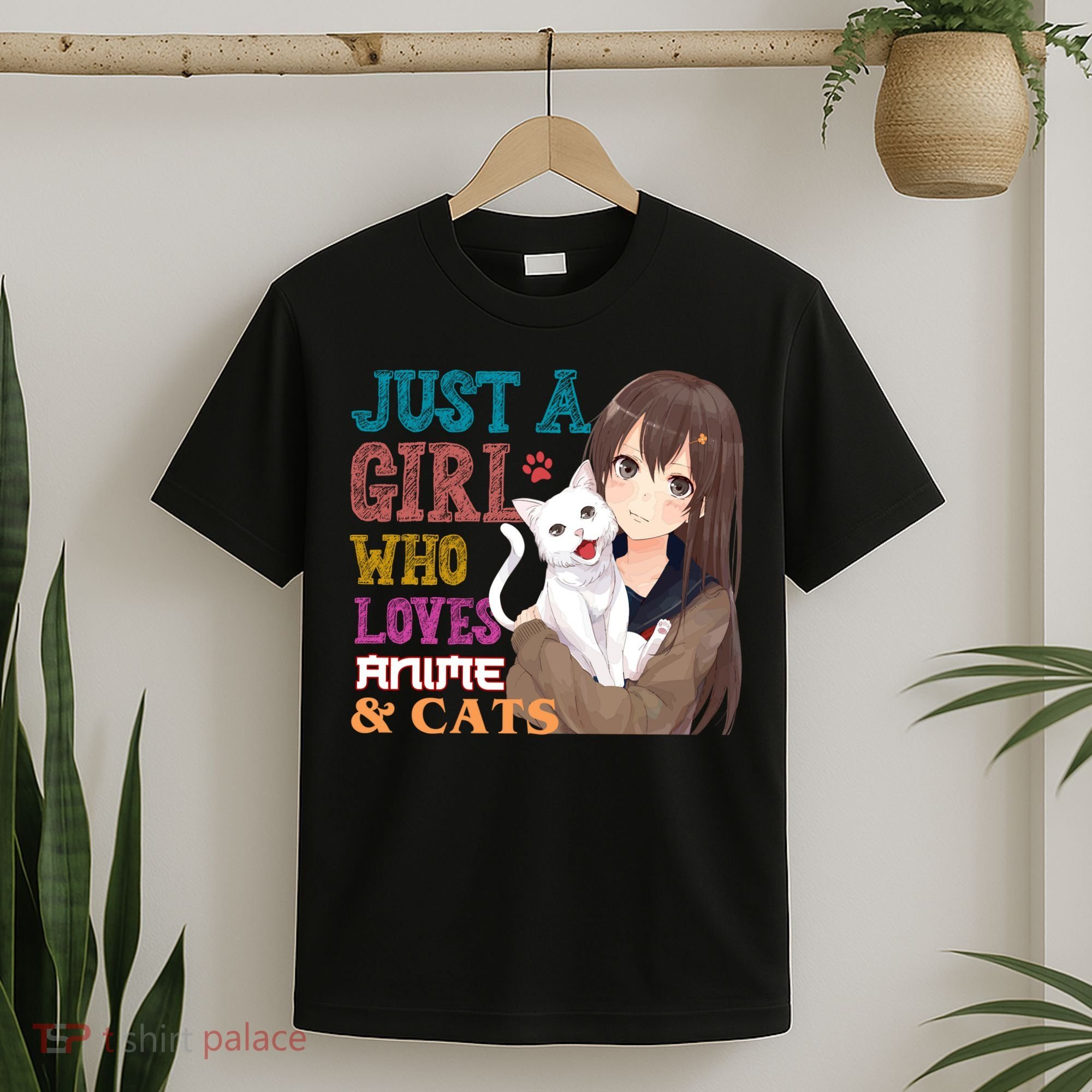 Just A Girl Who Loves Anime And Cats T-Shirt
