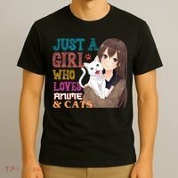 Just A Girl Who Loves Anime And Cats T-Shirt thumb 3